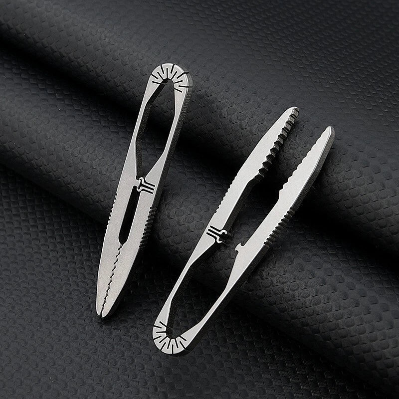 Titanium Snap Tweezers Flat Head Clip Portable Outdoor Keychain Small EDC Tool 07FC0E-D4 - KOEEK