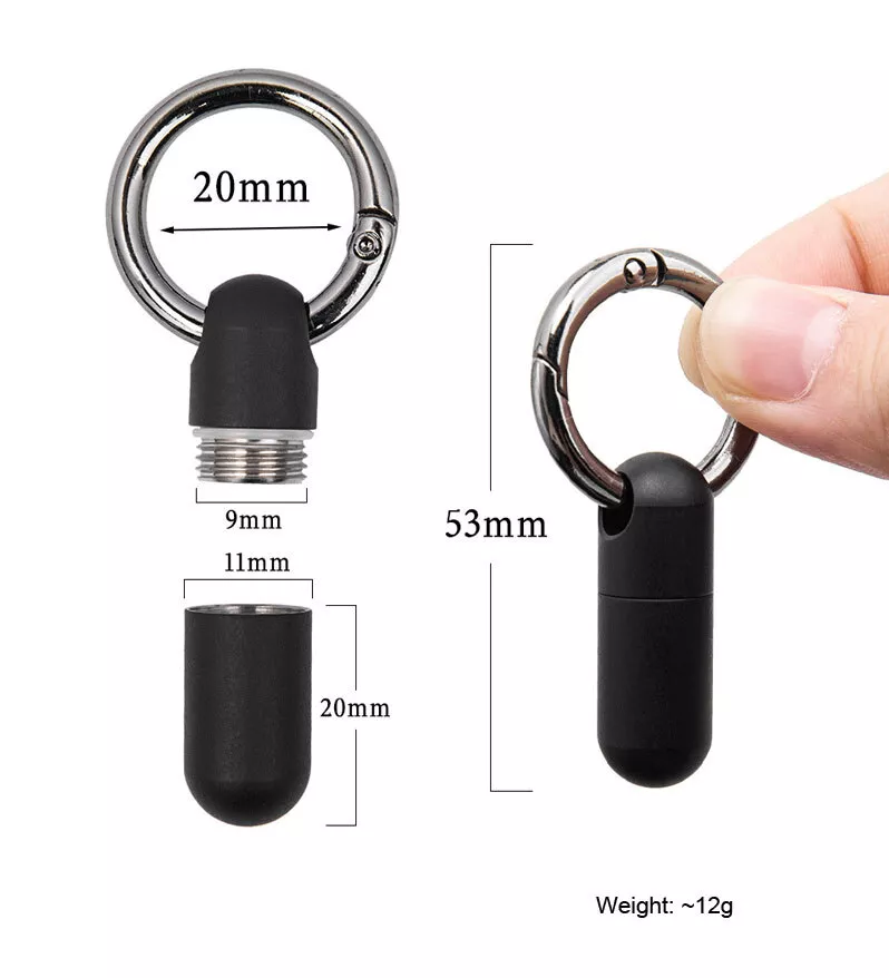 EDC Titanium Keychain Waterproof Box Sealed Container Storage Tank w Key Ring 07FC0E-D4 - KOEEK