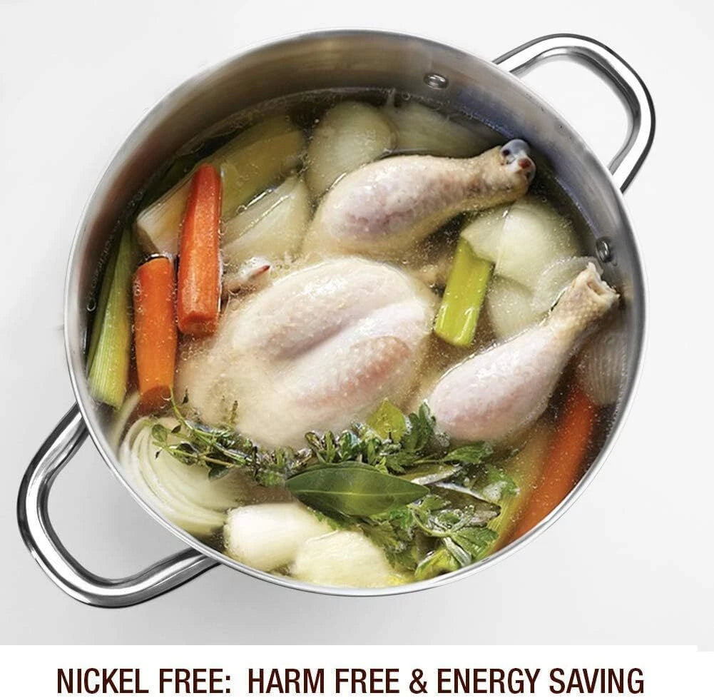 8-Quart Stock Pot with Lid (Nickel-Free Stainless Steel) -Polished Stock Pot 07FC0E-D4 - KOEEK