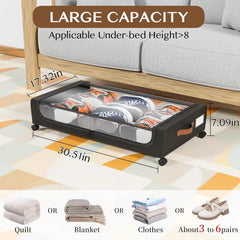 Storage cabinet under bed with wheels, transparent lid and handle 07FC0E-D4 - KOEEK