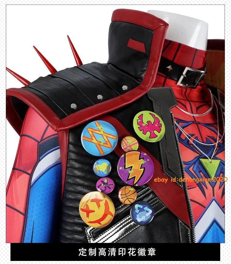 Marvel Rivals Spider-punk Costume Cosplay Jumpsuit Halloween Carnival Outfit 07FC0E-D4 - KOEEK