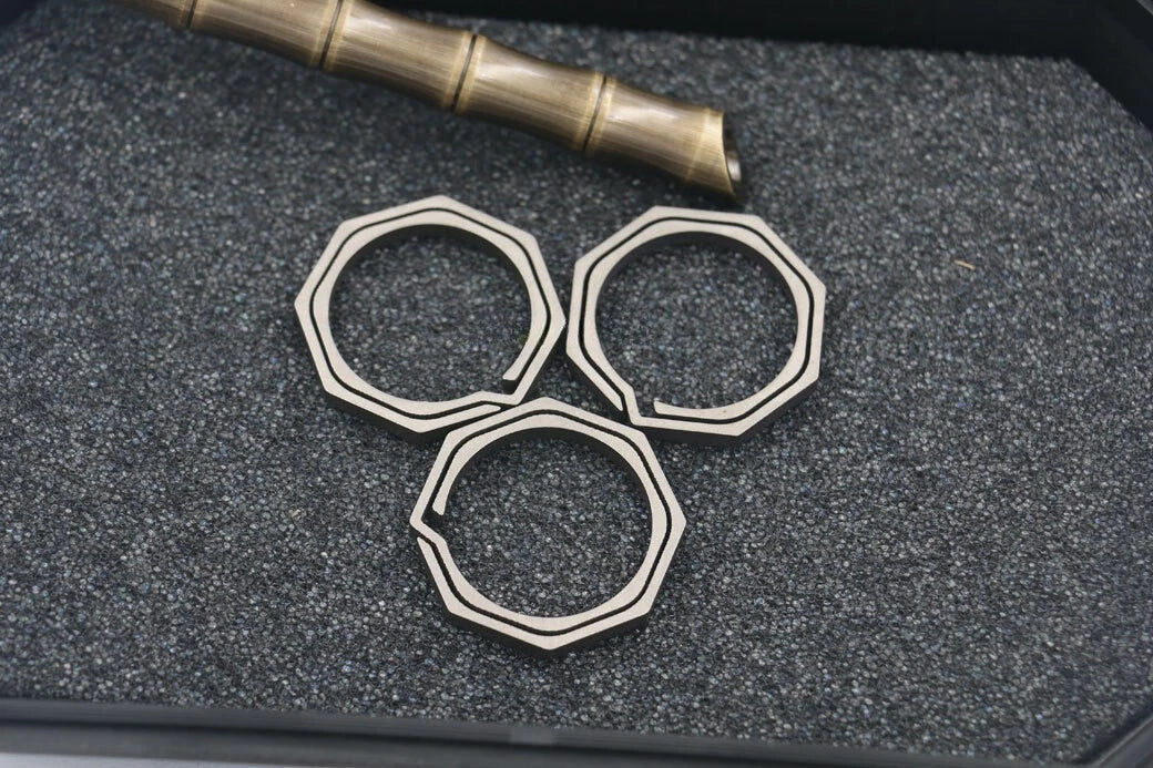 TC4 Titanium Outdoor Octagon EDC Key Ring Keychain Lightweight Hanging Buckle 07FC0E-D4 - KOEEK