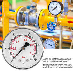 new Pressure Gauge 50mm 1/4BSPT Back Connection For Air Water Oil Gas 0-15PSI 0-1Bar koeek - KOEEK