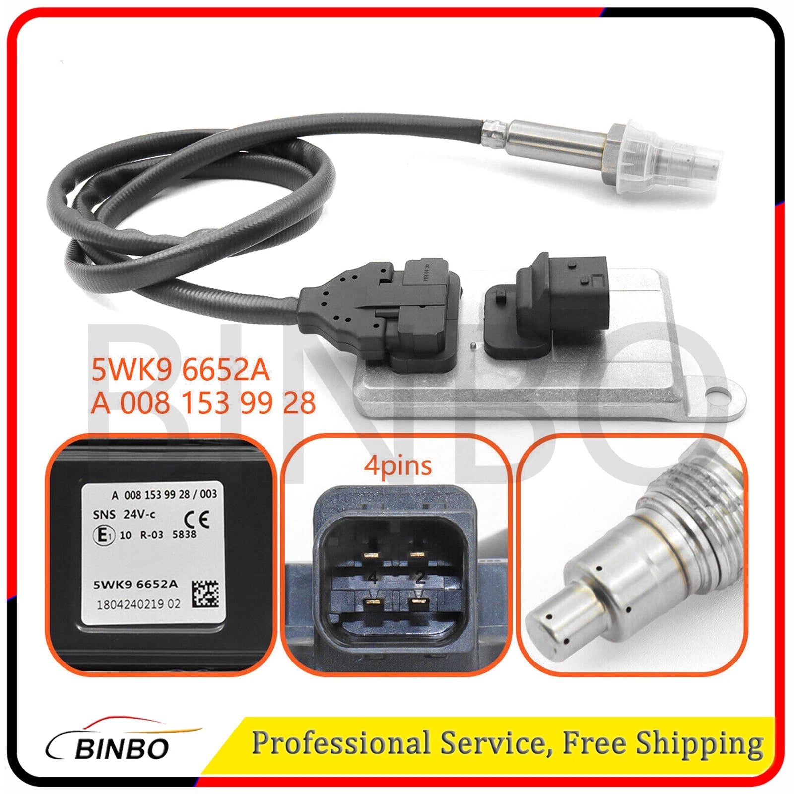Car 24V Nitrogen Nox Oxygen Sensor A0101539428 For Benz Buses Actros Axor Trcuk 07FC0E-D4 - KOEEK