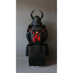 Japanese Matte Black Samurai Armor Bull Horn Warring States Full Body Wearable 07FC0E-D4 - KOEEK