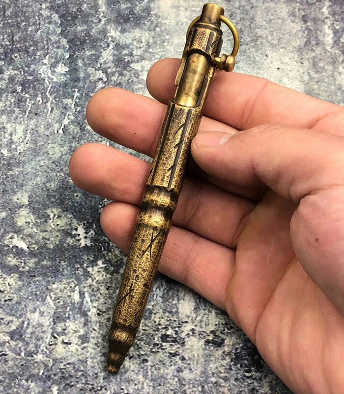 Outdoor Retro Black Brass Creative Ball Pen Office Signature Pocket Pen EDC 07FC0E-D4 - KOEEK