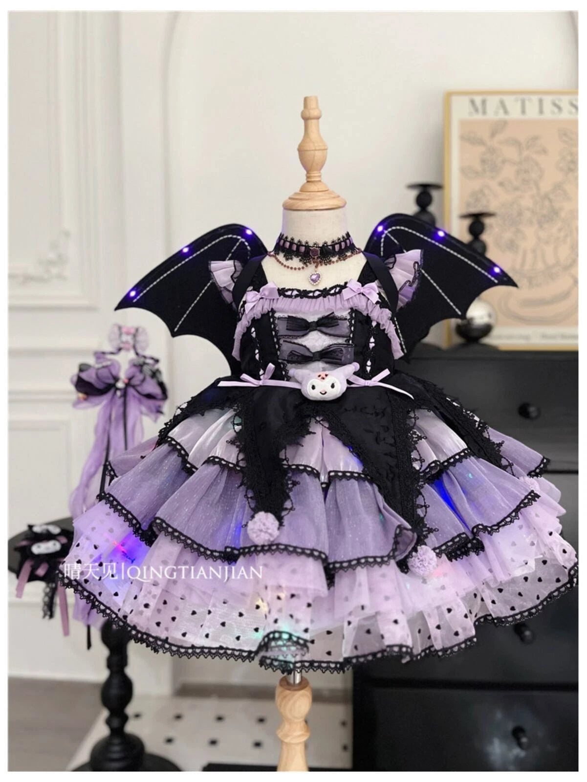 Cute Kuromi Girl Princess Dress Kawaii Kids Halloween Lace Dress Cosplay Costume 07FC0E-D4 - KOEEK