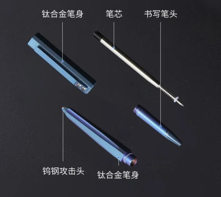 Titanium Ball Point Pen Ballpoint Gel Pen EDC Pocket Broken Window Tool 07FC0E-D4 - KOEEK