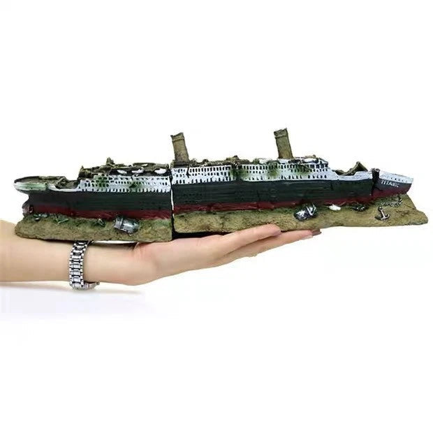 Titanic Sinking ShipAquariumDecor PirateAircraft Carrier Wreck Fish TankOrnament 07FC0E-D4 - KOEEK