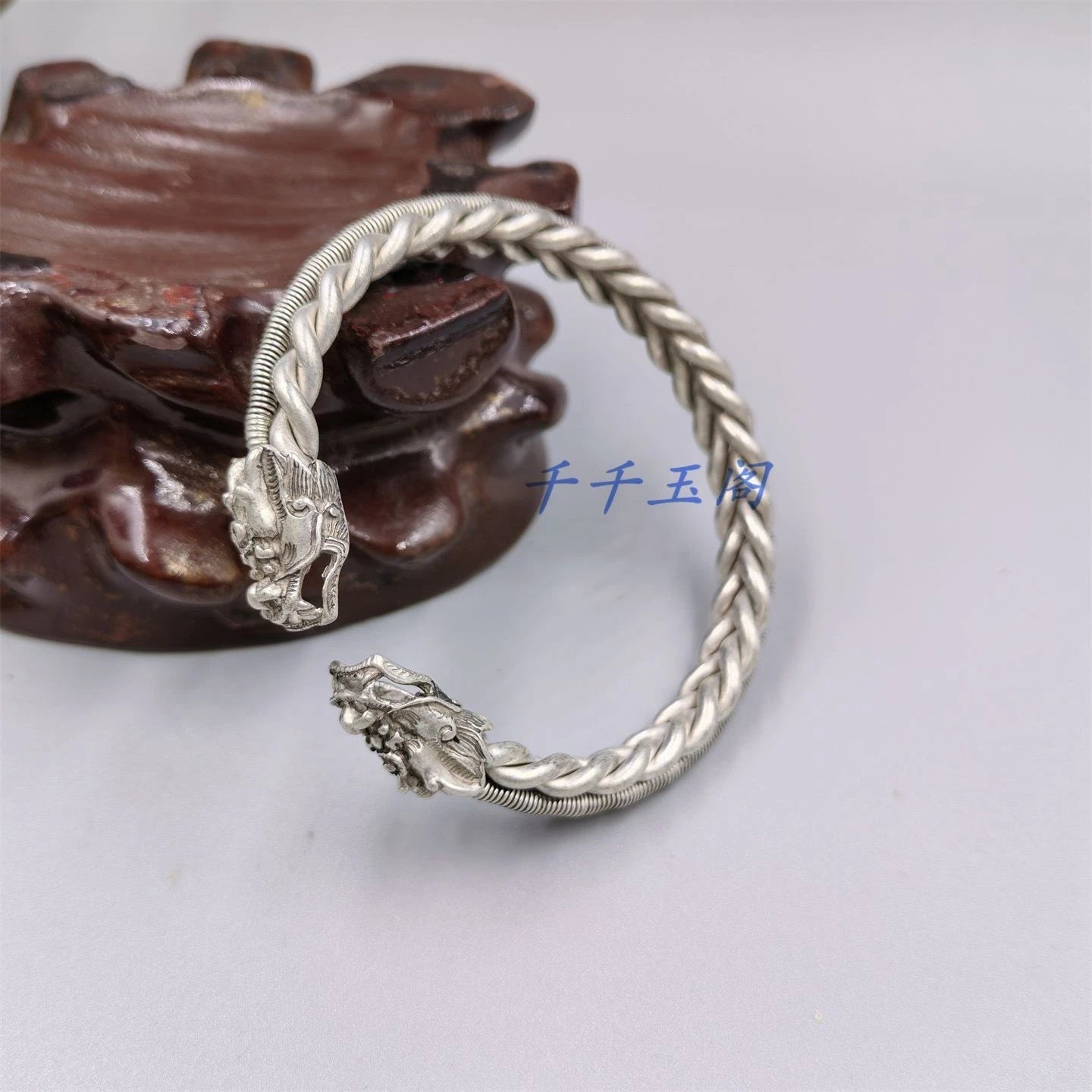 Bracelet Vintage Craft Copper Silver Plated Open Bangle Jewelry 07FC0E-D4 - KOEEK