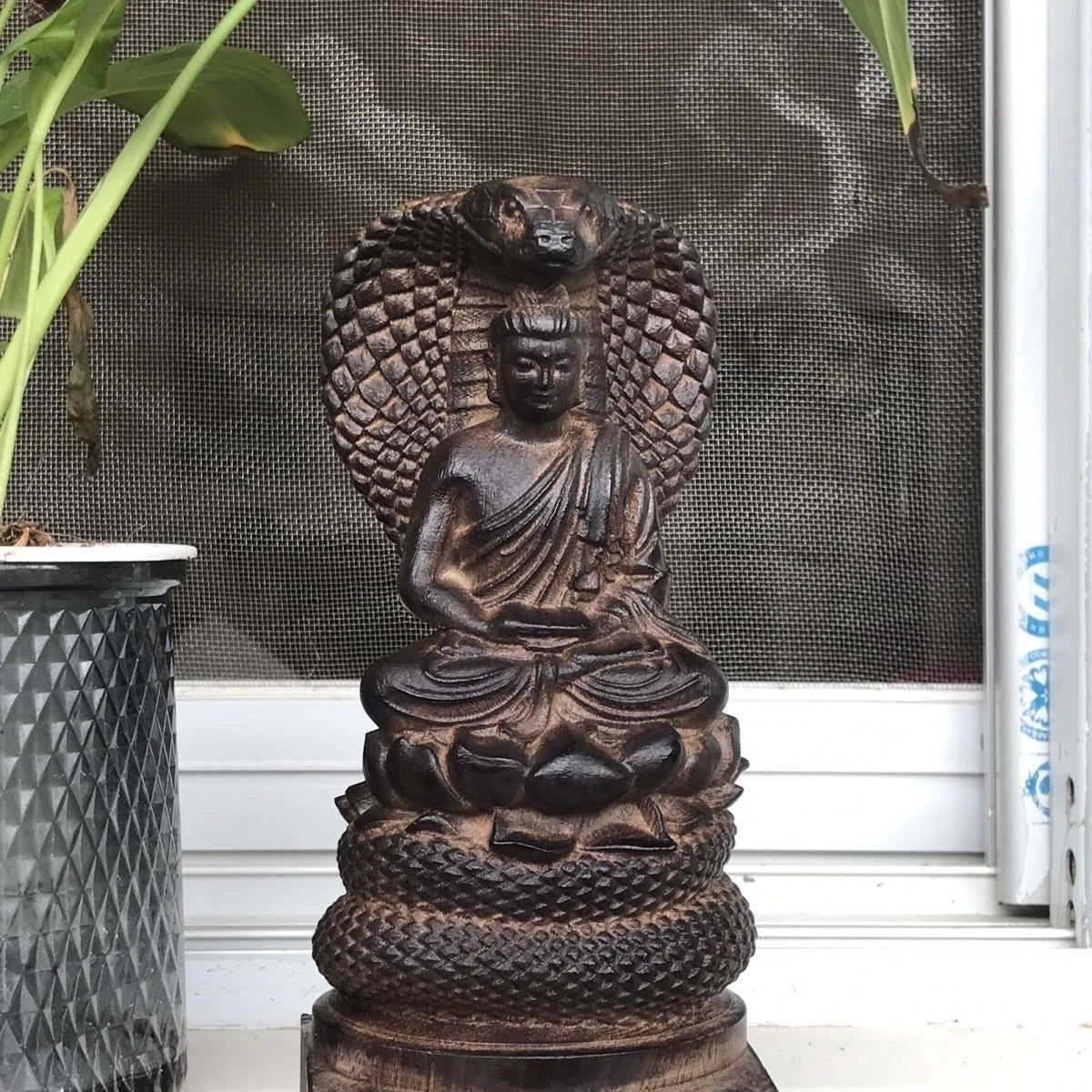 Vietnamese Agarwood Carved Buddha Vairocana Figurine Wooden Sculpture Home Decor 07FC0E-D4 - KOEEK