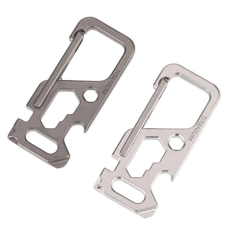 Titanium Keychain Carabiner Clip Bottle Opener Screwdriver Wrench EDC Multi Tool 07FC0E-D4 - KOEEK
