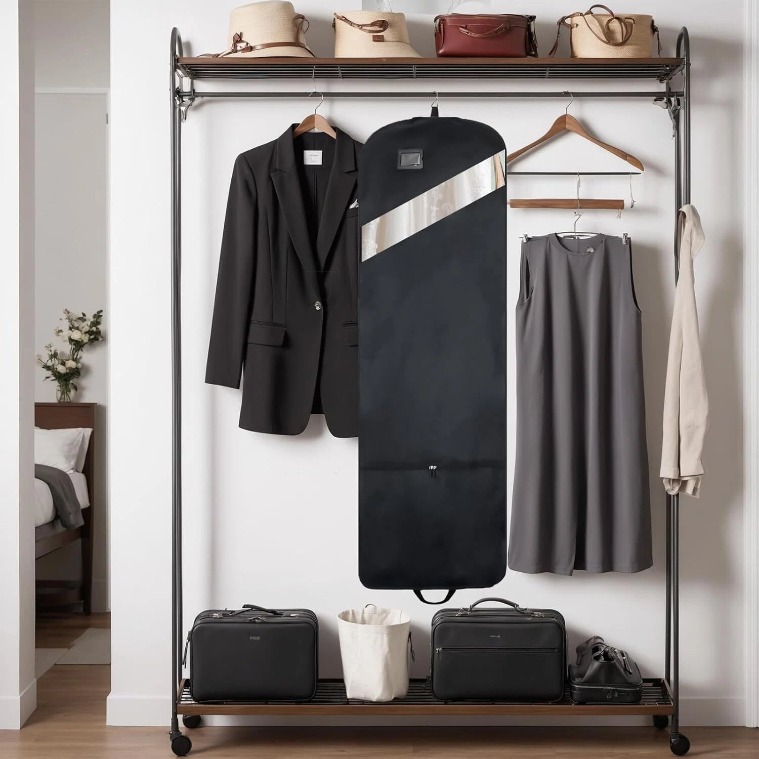 66” Extra Long Gown Garment Bag, Tri-Fold Gown Garment Bag, Storage Hanging Bag 07FC0E-D4 - KOEEK