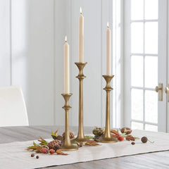 Iron taper candlesticks Set of 3 decorative candlesticks Antique brass color