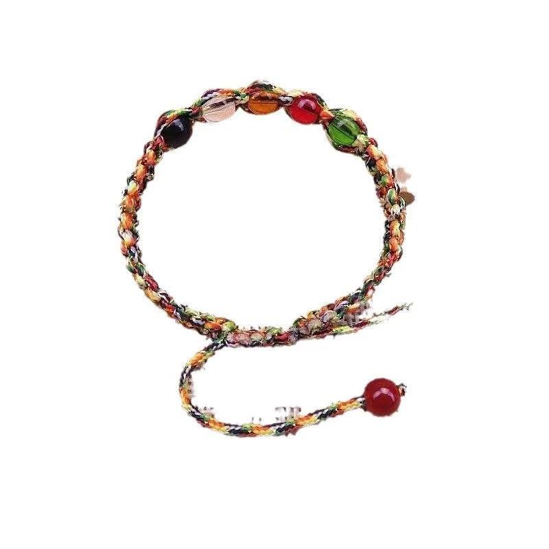 Dragon Boat Festival Five Color Handmade Red Cord Bracelet Five Elements Beads 07FC0E-D4 - KOEEK