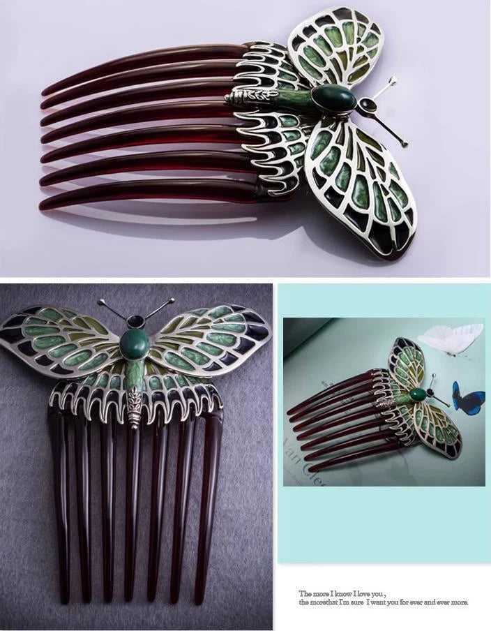 Titanic Rose Butterfly Comb Hairpin Hair Clip Handmade Accessory Prop 07FC0E-D4 - KOEEK