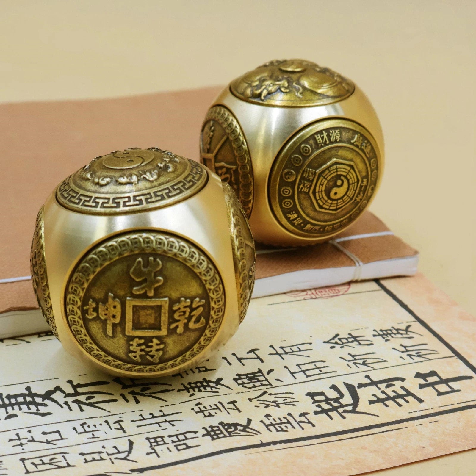 Brass Dice Large Fidget Spinner With 6 Sides Toy Gift 07FC0E-D4 - KOEEK