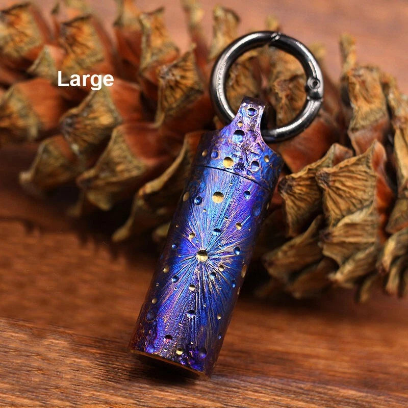 Titanium Waterproof Charm Pendant Pill Storage Container Outdoor Travel Tool 07FC0E-D4 - KOEEK