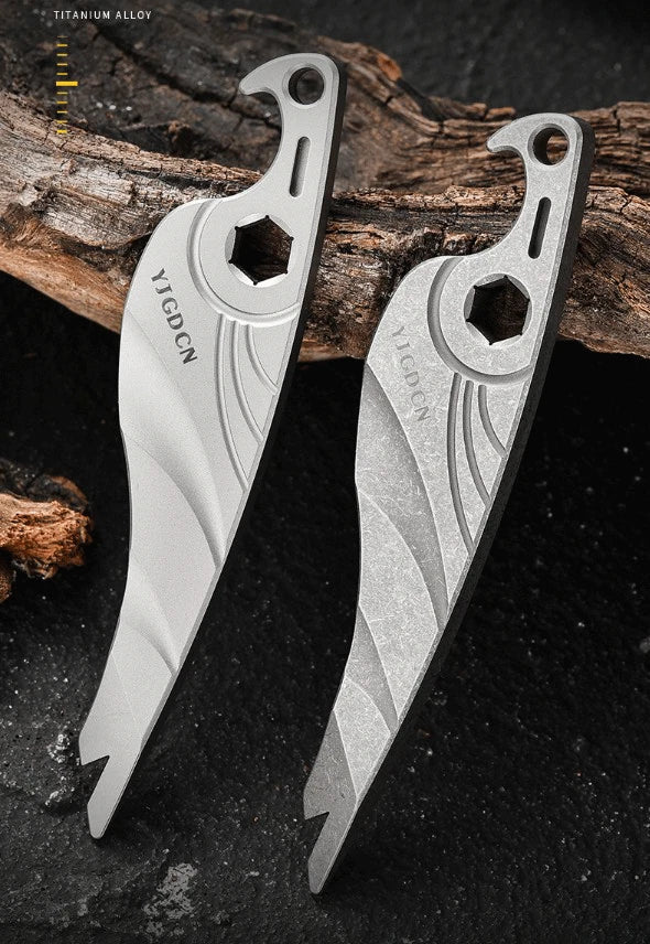 EDC Titanium Pry Bar Crowbar Wrench Bottle Opener Keychain Pocket Multi Tools 07FC0E-D4 - KOEEK