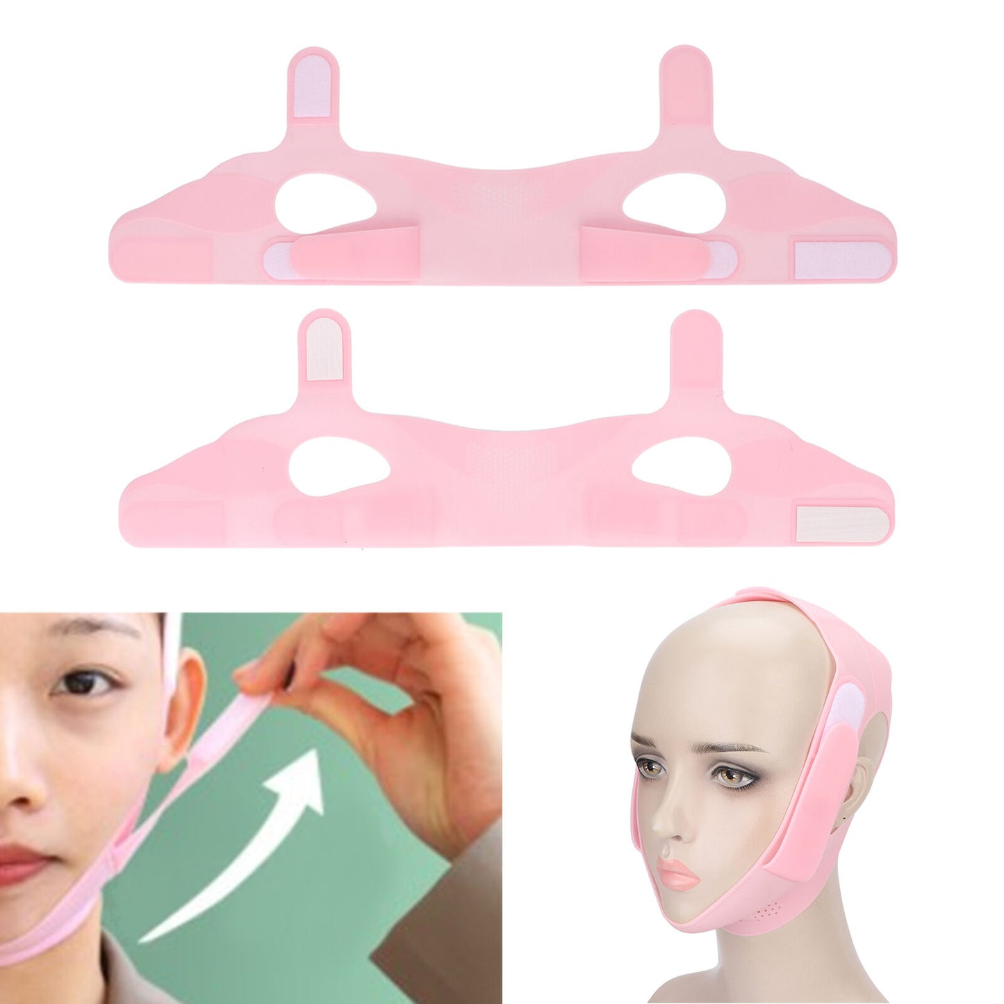 new Strap Double Chin Reducer V Line Face Tightening Lifting Belt(Pink ) HGF koeek - KOEEK