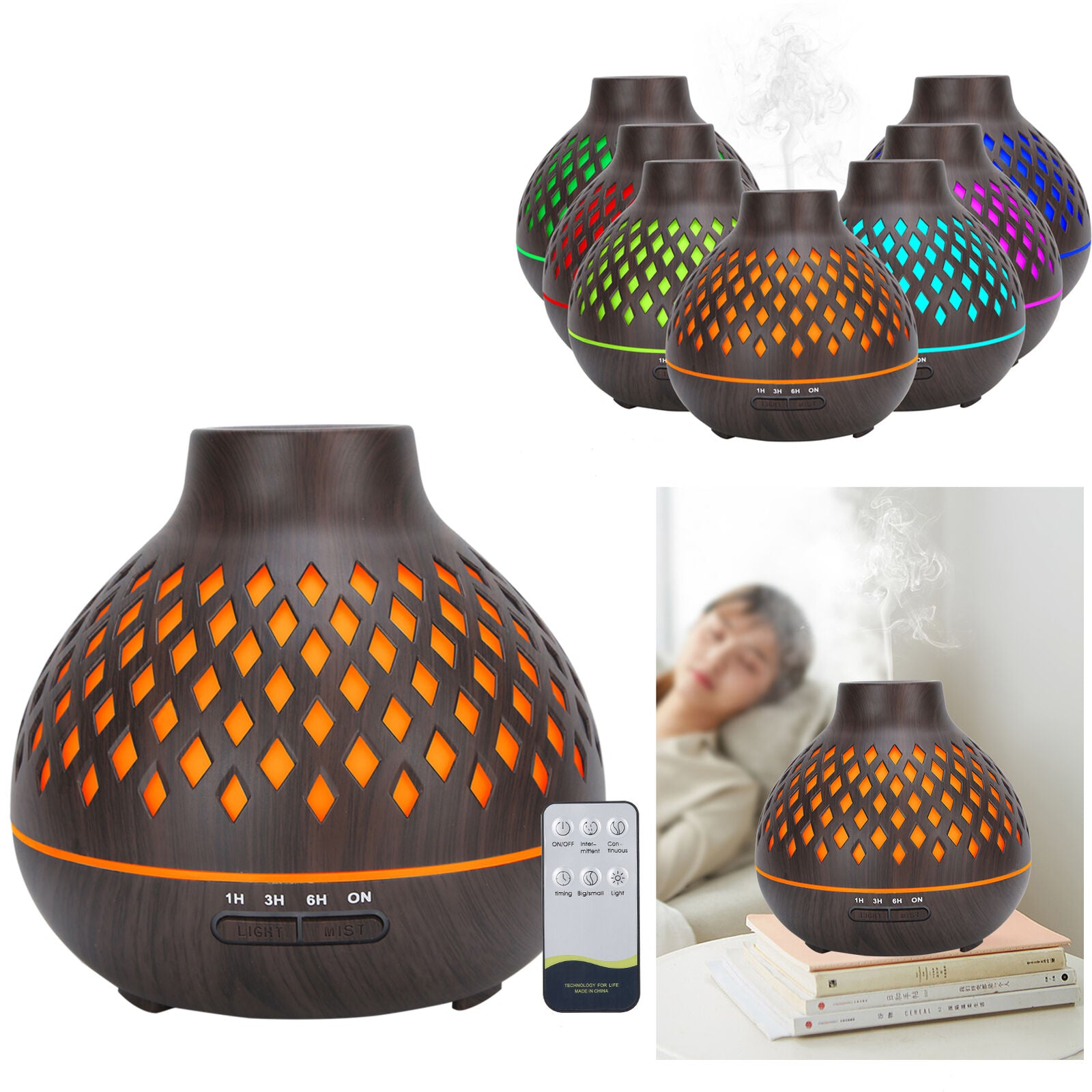 new Grain Home Air Humidifier Ultrasonic Aroma Diffuser 400ml (Prise US ) HGF koeek - KOEEK