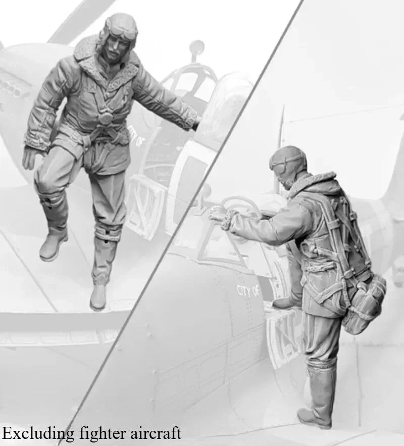 1/32 Resin Figure Model Kit Fighter Pilots 2 Figures Unassembled Unpainted 07FC0E-D4 - KOEEK