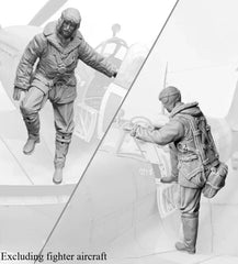 1/32 Resin Figure Model Kit Fighter Pilots 2 Figures Unassembled Unpainted 07FC0E-D4 - KOEEK