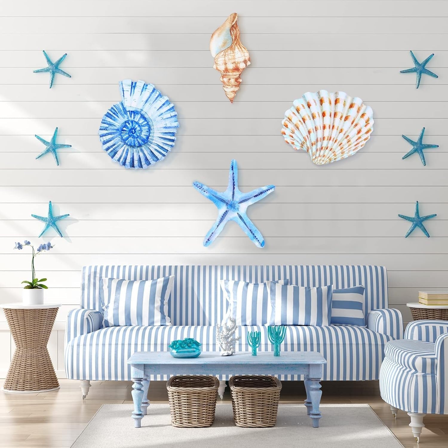 new Yookeer 4 Pcs Beach Wall Decor Seashell Starfish Large, As Pictures Shown YOOKEER - KOEEK