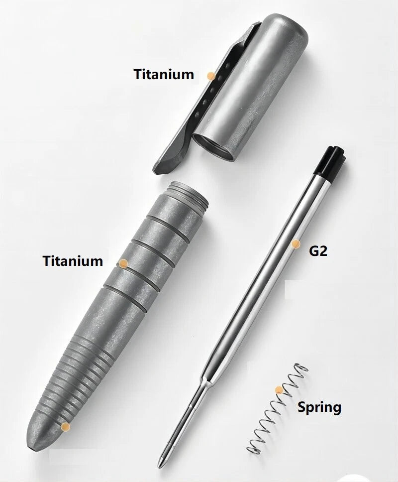 Titanium Ballpoint Pen Bolt Action Office Signature Writing Pocket Pen EDC Gift 07FC0E-D4 - KOEEK