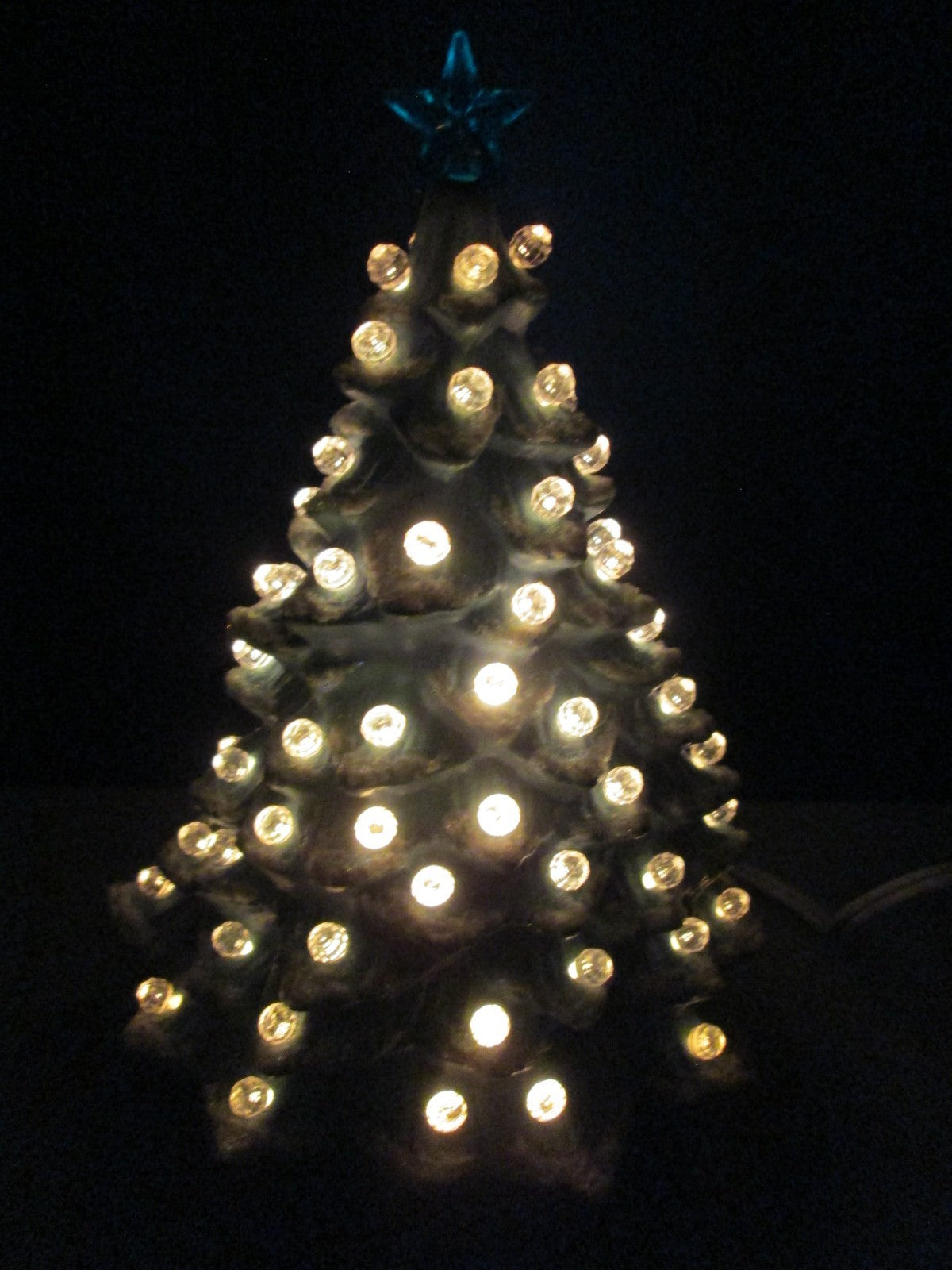 "LIGHT BLUE w/SNOW CAPS"  Ceramic Christmas Tree"  ly Made/ Extra Lights 07FC0E-D4 - KOEEK