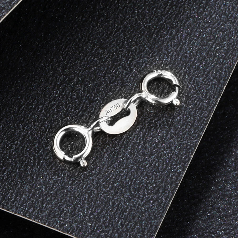 Pure 18K Yellow Rose White Gold Double Spring Clasp / For Bracelet or Necklace 07FC0E-D4 - KOEEK