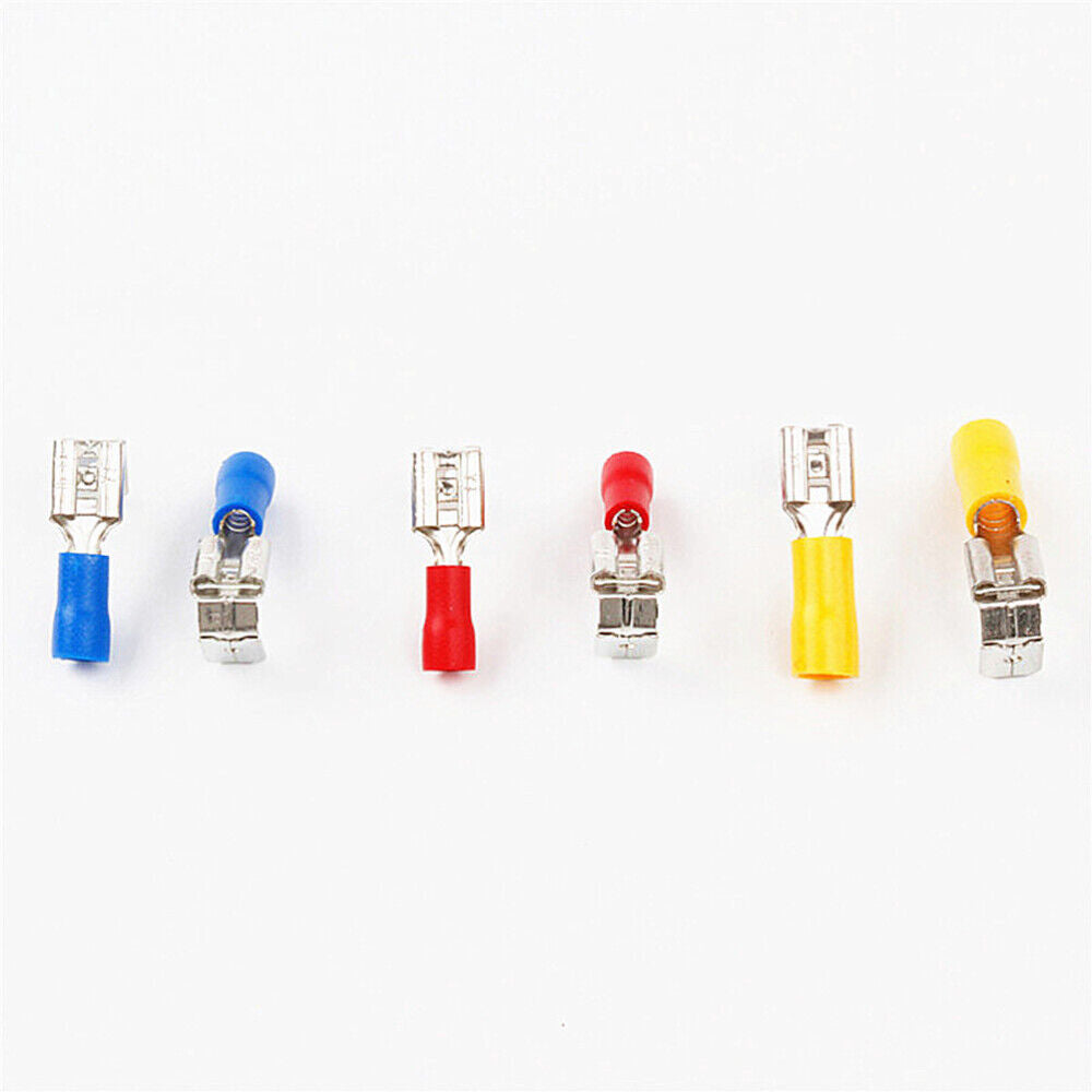 new 100Pcs Piggy Back Spade Connector Crimp Electrical Terminal 10-22AWG (Red Blue