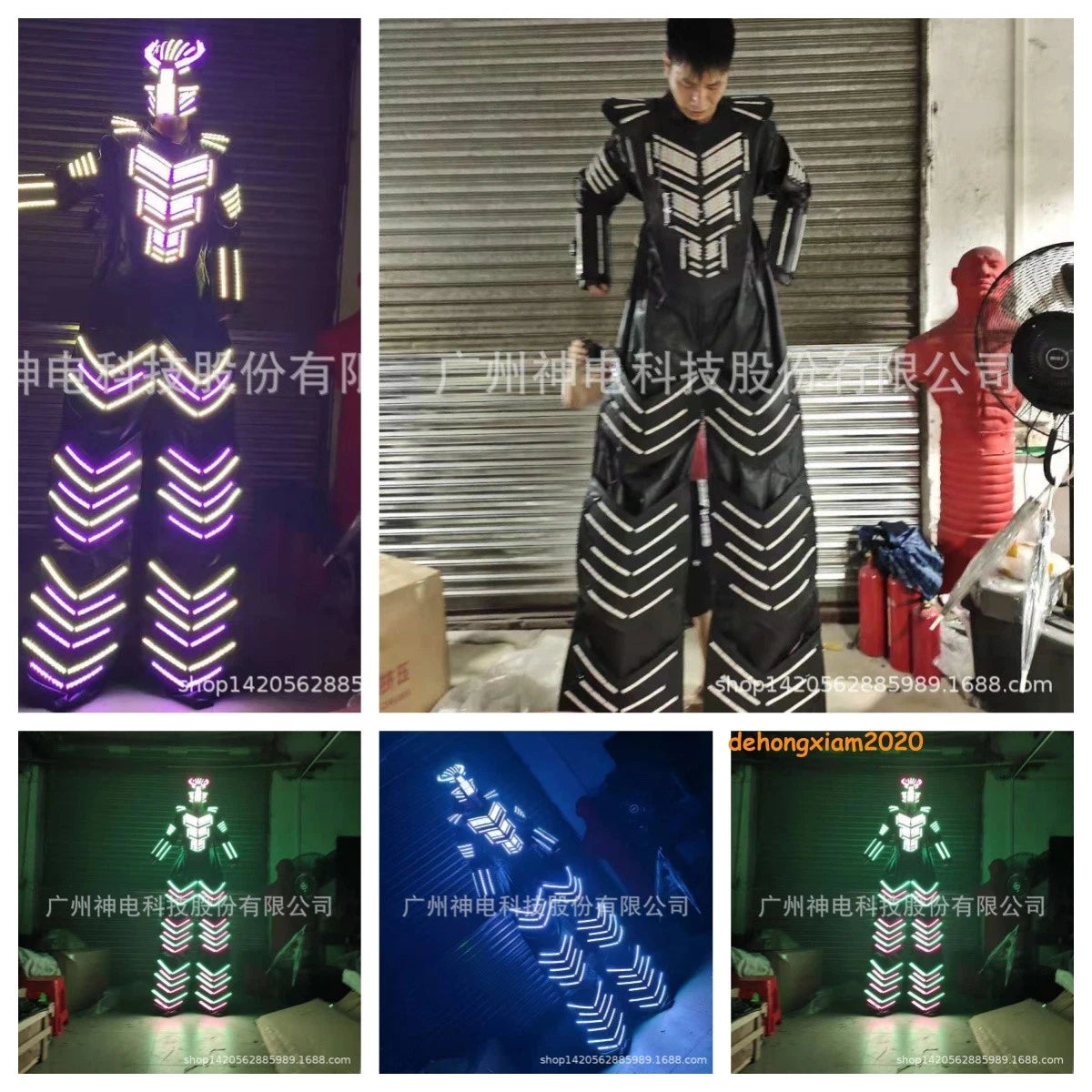 LED Robot Stilt RGB Color Costume Armour Set DJ Party Show Glowing Clothing Suit 07FC0E-D4 - KOEEK