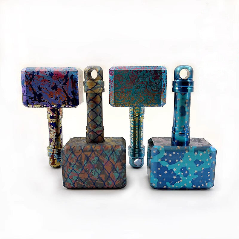 Titanium EDC Key Chain Necklace Hammer Pendant DIY Beads Paracord Bead Zip Head- 07FC0E-D4 - KOEEK