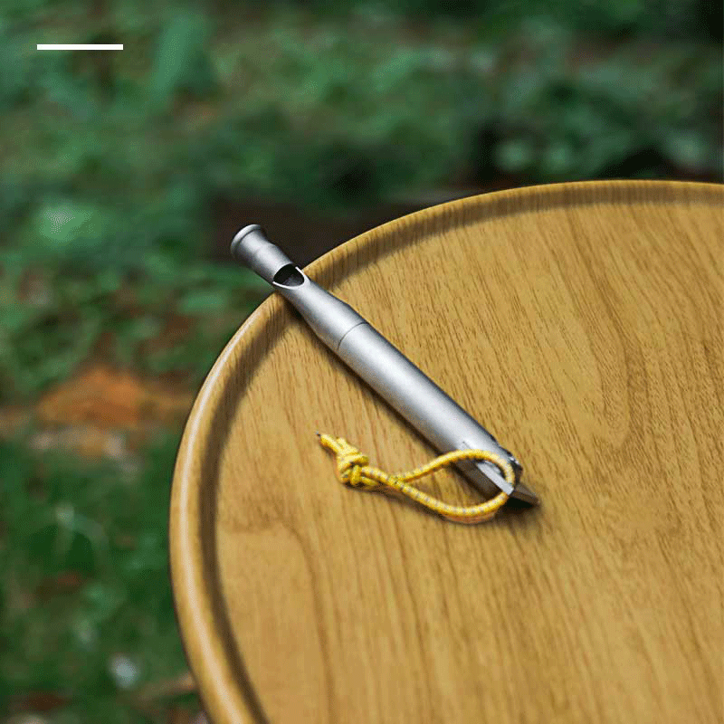 EDC Titanium Whistle Waterproof Flint Outdoor Camping survival Tool Keychain 07FC0E-D4 - KOEEK