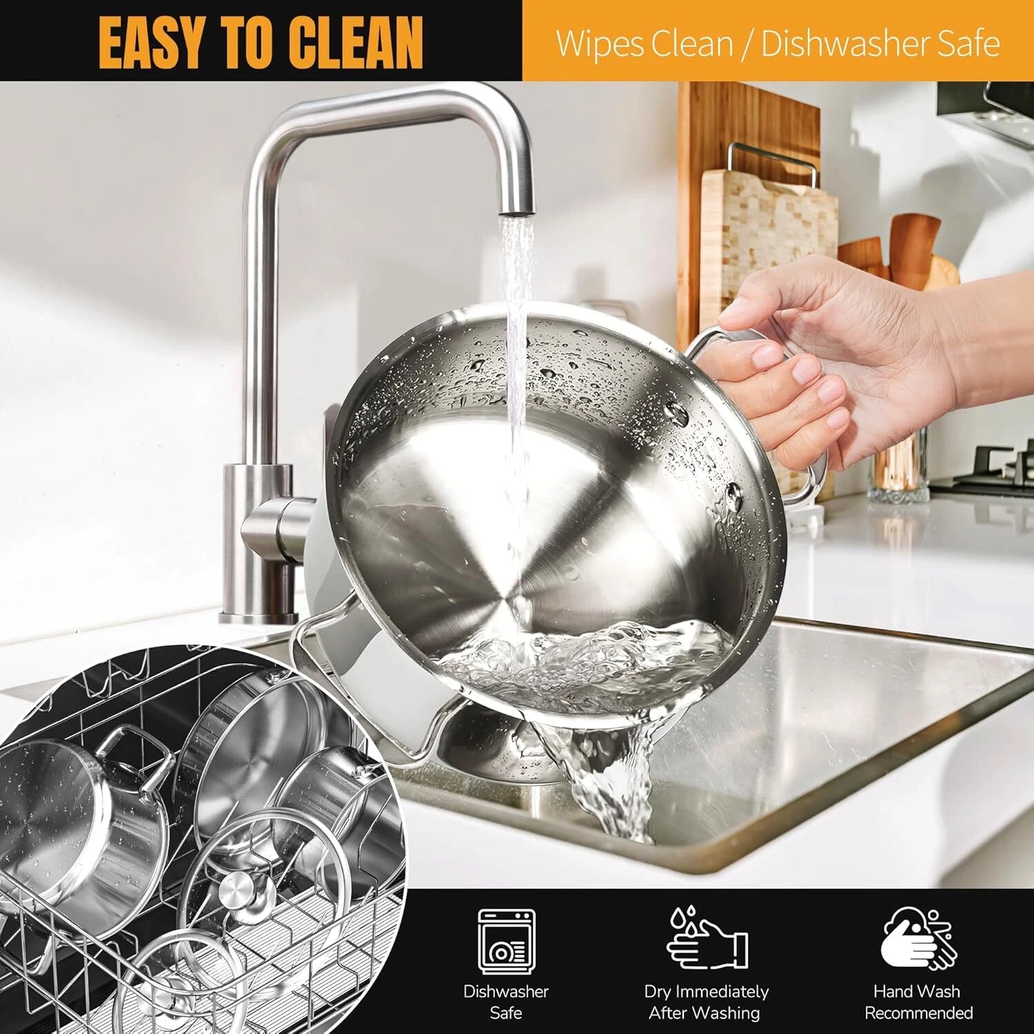 Stainless Steel CookwareSet,6 Piece Nonstick Kitchen Induction Cookware,Nonstick 07FC0E-D4 - KOEEK