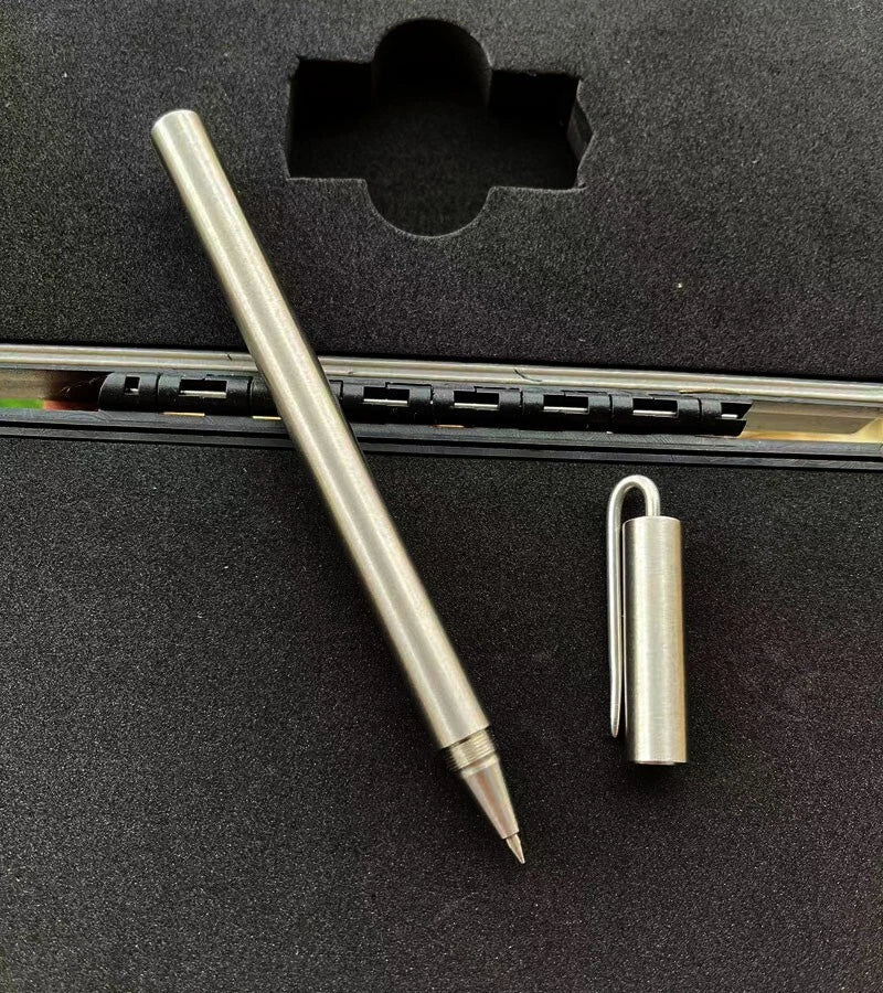 EDC Handmade Stainless Steel Pocket Ballpoint Pen Signature Pen Outdoor Pen 07FC0E-D4 - KOEEK