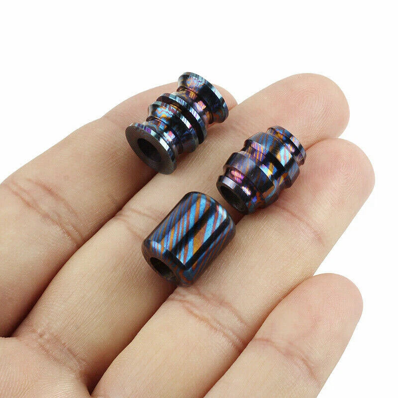 Titanium Damascus Bead Timascus Folding Knife DIY Lanyard Umbrella Rope Pendant 07FC0E-D4 - KOEEK