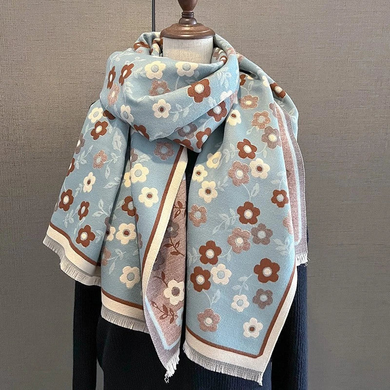 Womens Pink Floral Cashmere Scarf Large Blanket Winter Shawl Bandana Neckerchief 07FC0E-D4 - KOEEK