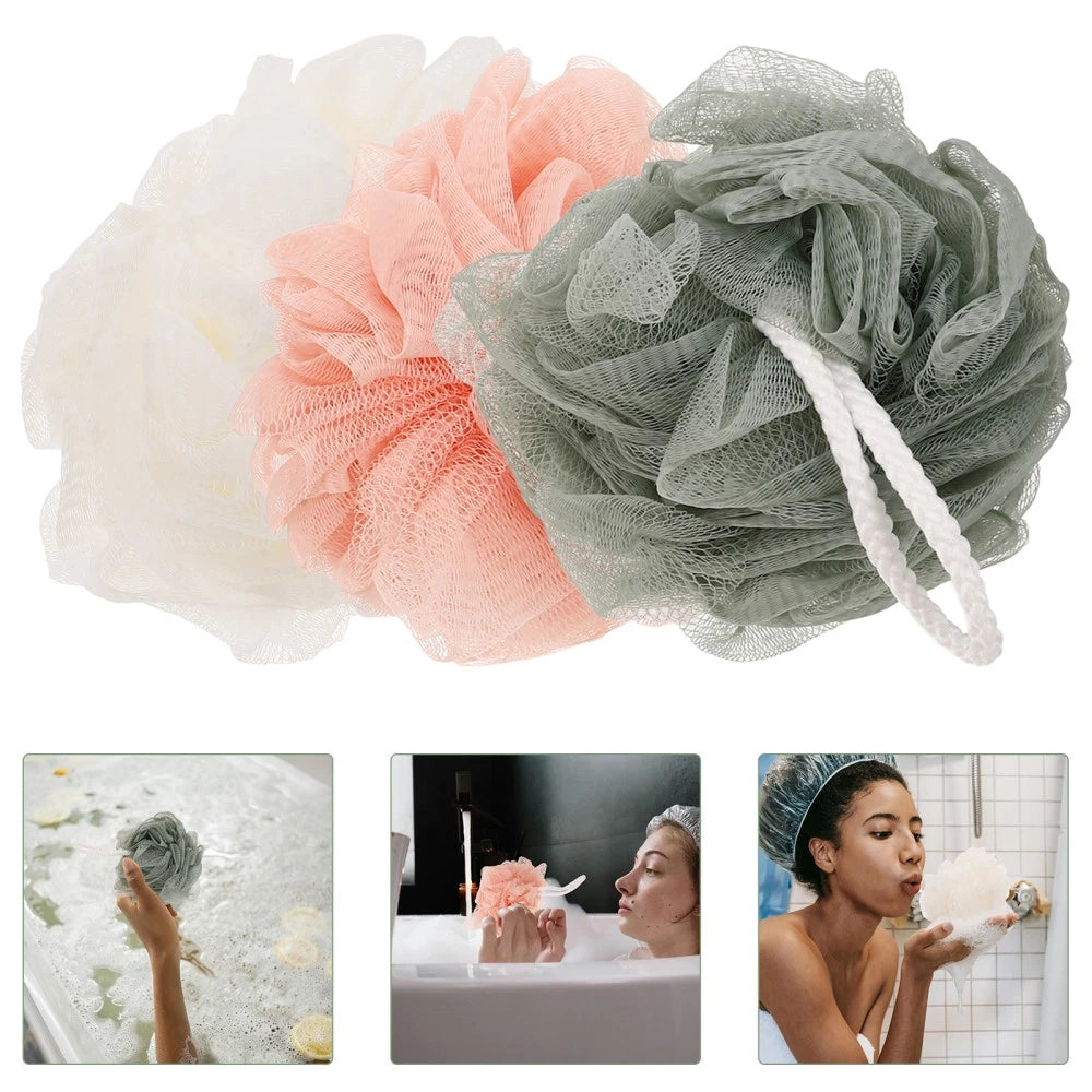 3 Pcs Mixed Color PE Bath Balls Mesh Shower for Body Care 07FC0E-D4 - KOEEK