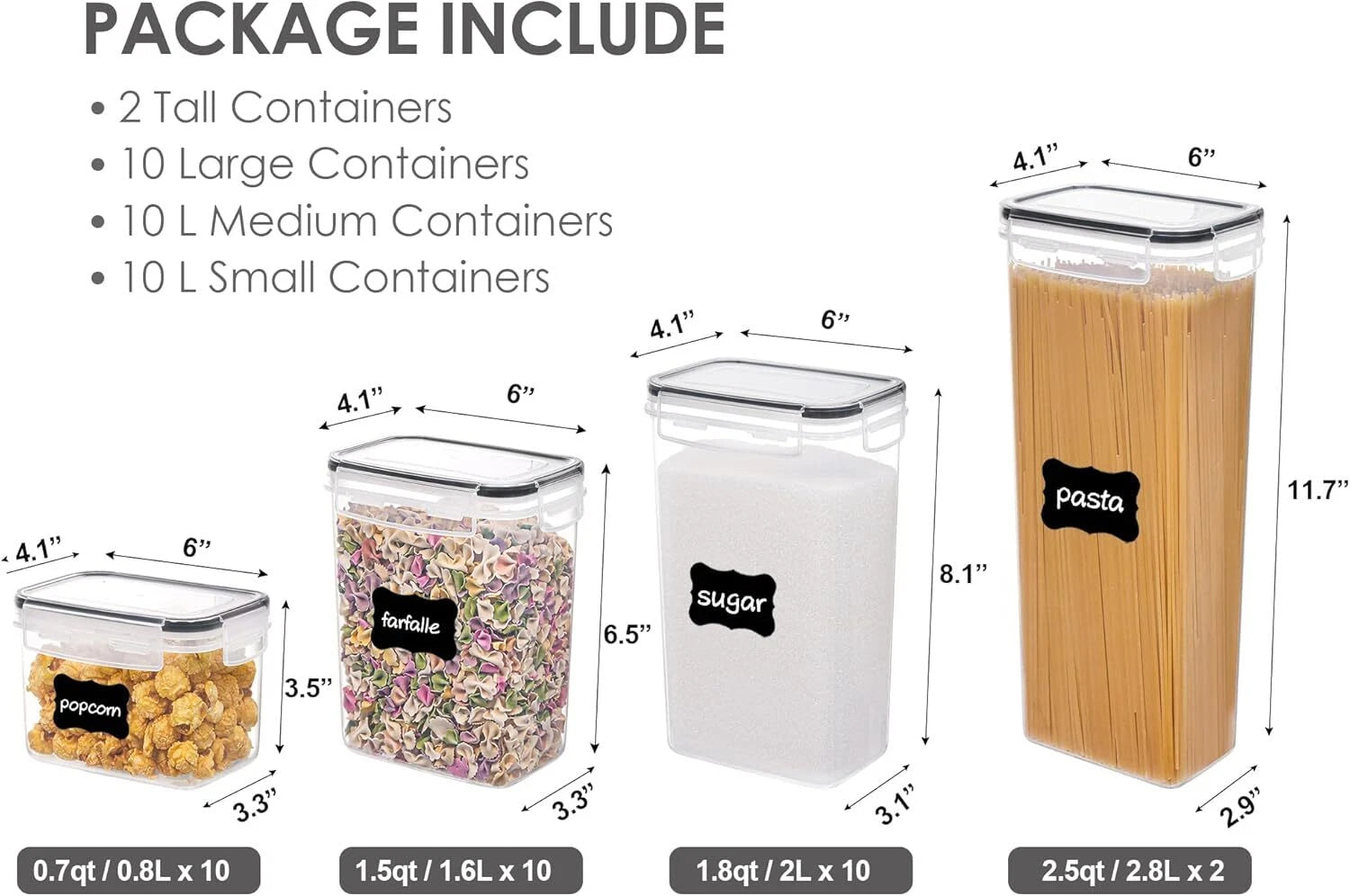 32-Piece Sealed Food Storage Container Set, BPA-Free 32 Labels 07FC0E-D4 - KOEEK