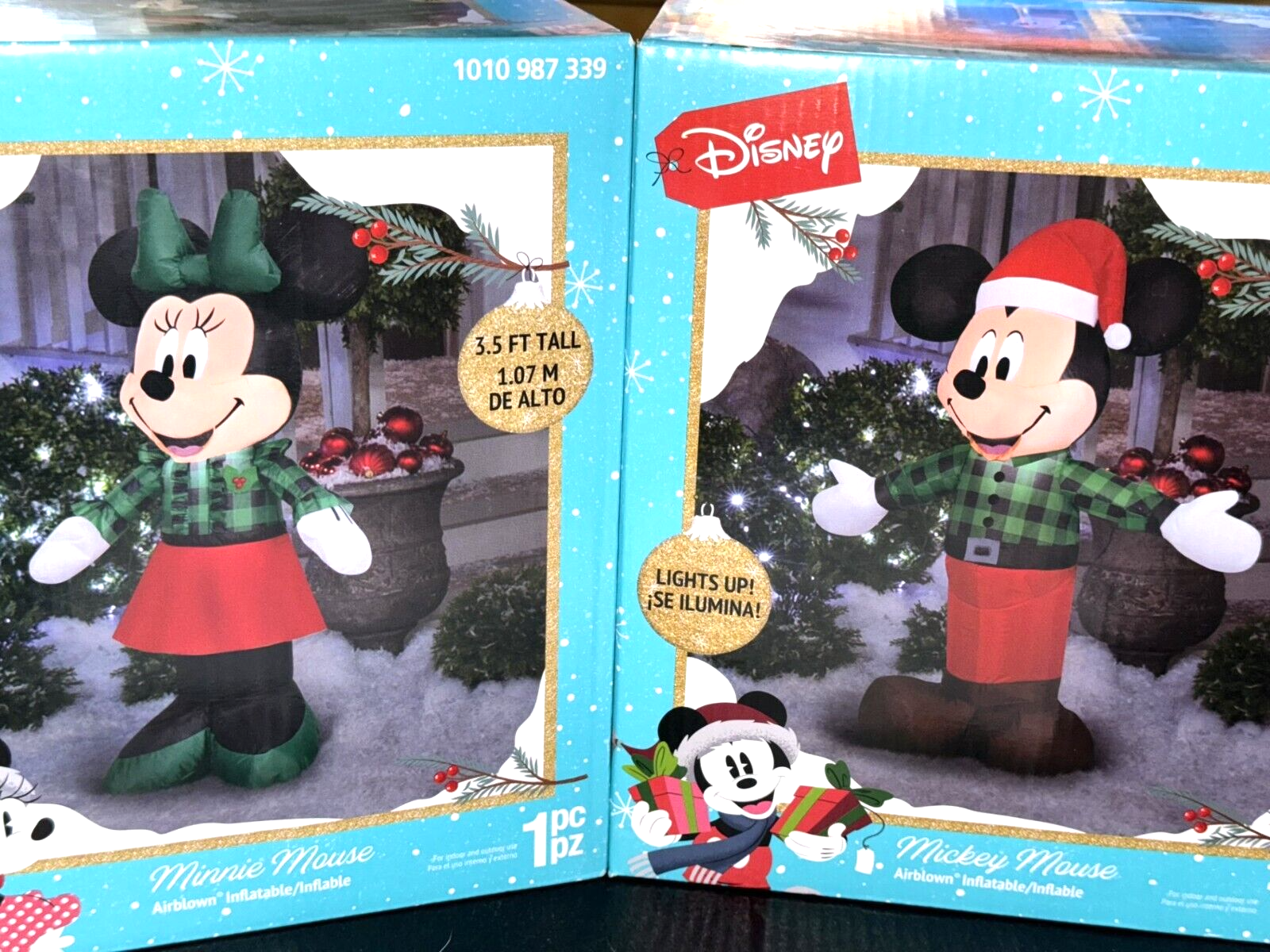 2 Lot - 3.5' DISNEY MICKEY MINNIE CHRISTMAS AIRBLOWN INFLATABLE LIGHT GEMMY GEMMY - KOEEK