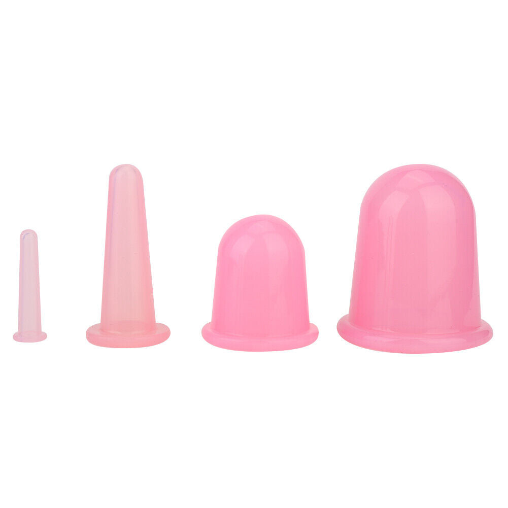 new 4pcs Vaccum Massager Cupping Cup Lifting Firming Therapy Treatment (Pink) HGF koeek - KOEEK