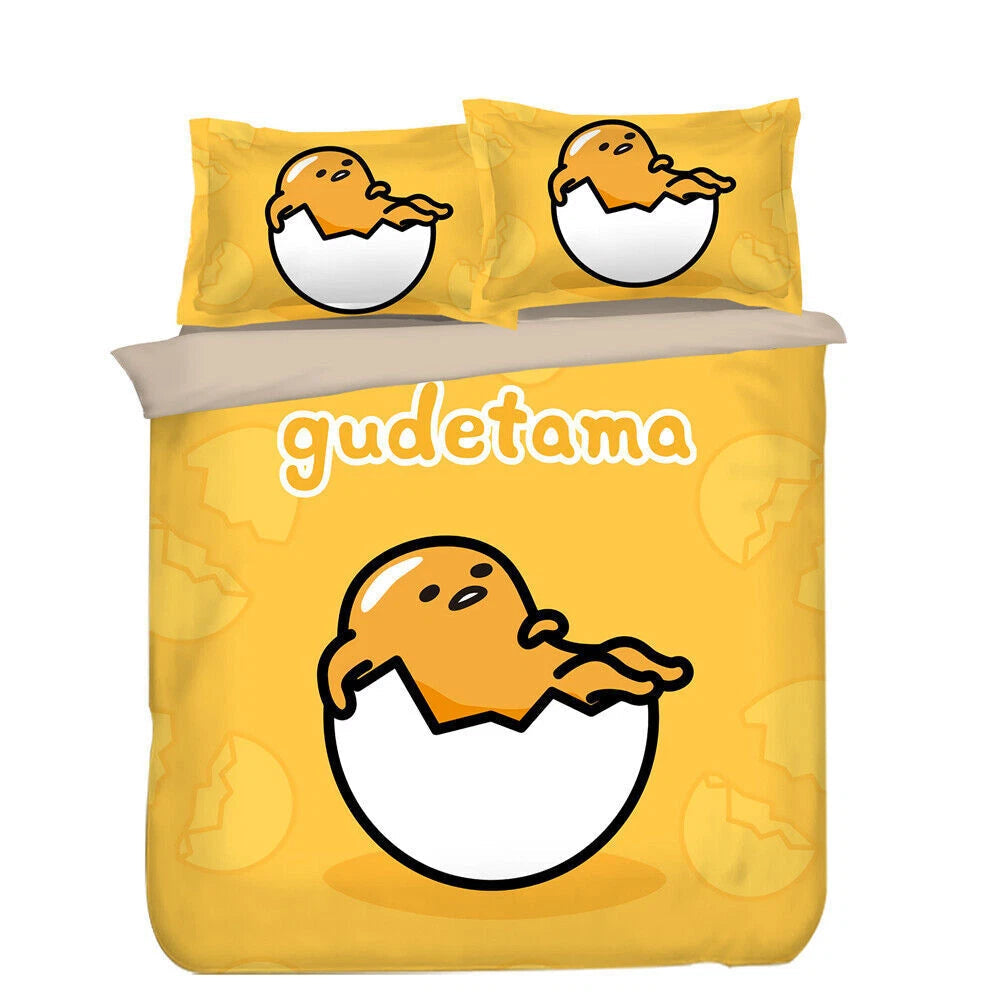 Gudetama Bedding Bed Sheet Duvet Cover Pillowcase Cute Anime Bedding Set 3/4 PCS 07FC0E-D4 - KOEEK