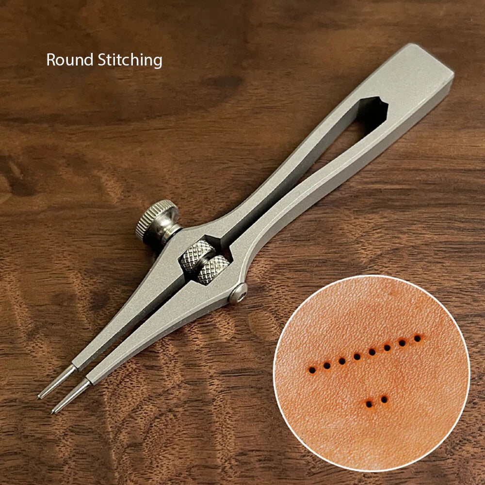 Spacing Adjustable Leather Craft Pricking Irons Stitching Lacing Punching Chisel 07FC0E-D4 - KOEEK