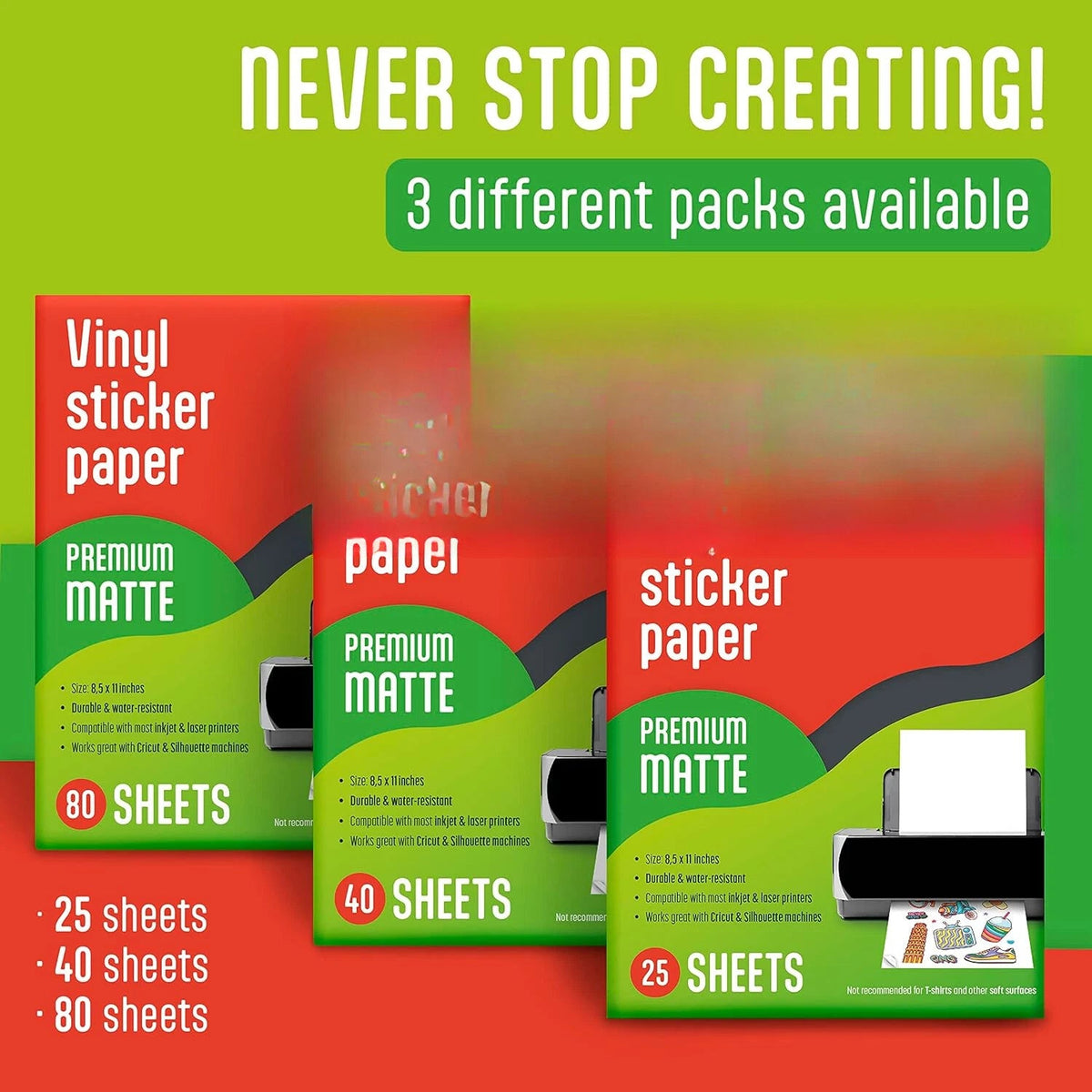 Printable Vinyl Stickers for Inkjet Printers-25 Sheets,Waterproof,Tear Resistant 07FC0E-D4 - KOEEK