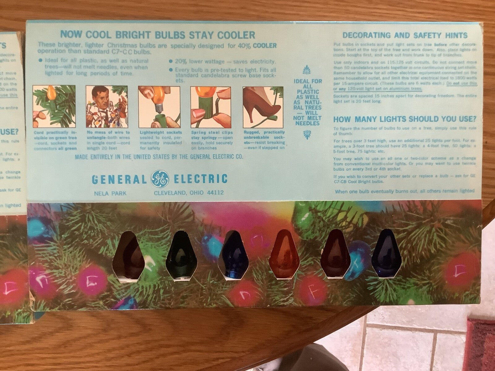 3 Vintage GE 15 Cool Bright Light Set Christmas Bulbs C7 General Electric GE - KOEEK