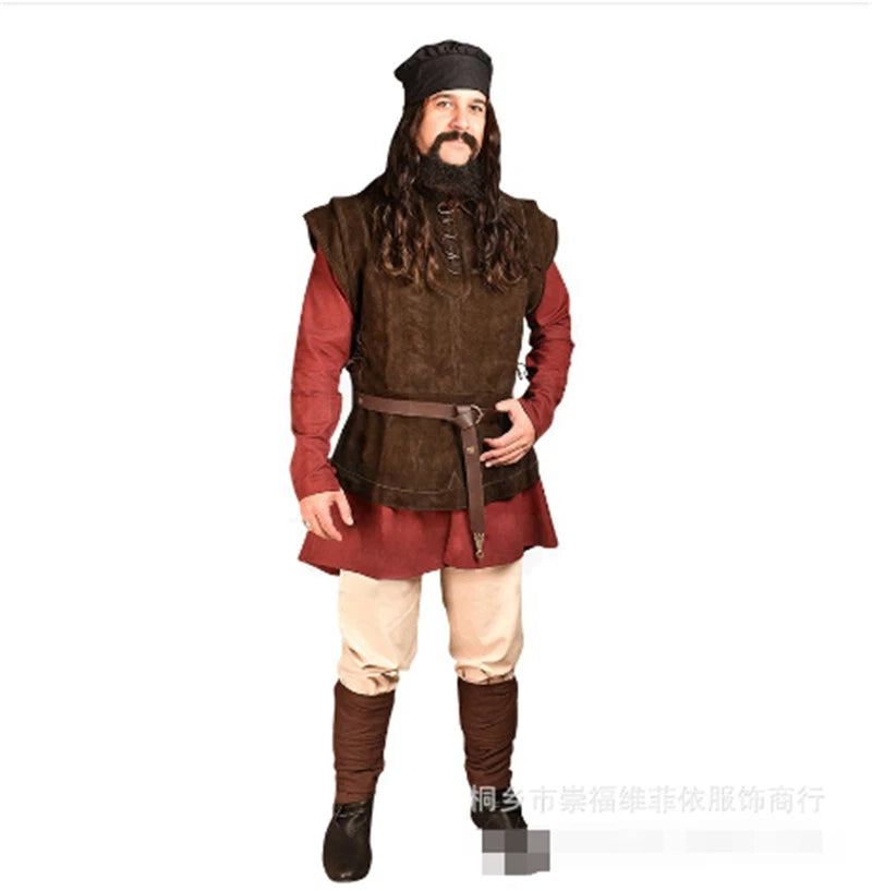 Men's Medieval Vintage Steampunk Vest Renaissance Sleeveless Cos Costume Shirt 07FC0E-D4 - KOEEK