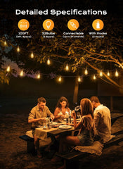 Brightown Outdoor String Lights, 100FT ST38 LED Patio Lights Shatterproof, Dimma BRIGHTOWN - KOEEK
