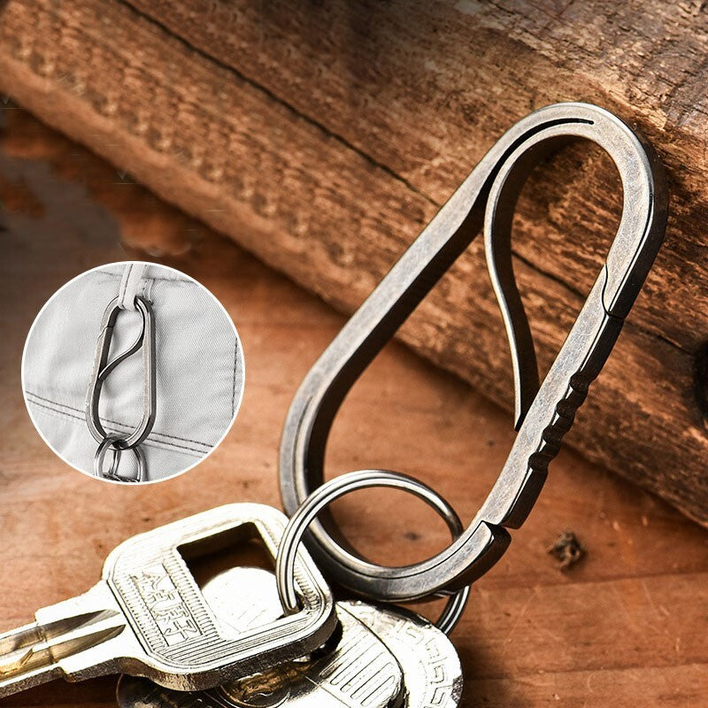Titanium Alloy Keychain Carabiner Outdoor Connector Key Rings EDC Storage Tools 07FC0E-D4 - KOEEK